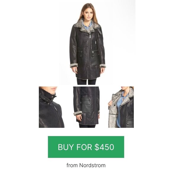 Marc New York Black Asymmetrical Faux Shearling Coat | Mob Wife Streetwear Glam - Picture 15 of 16